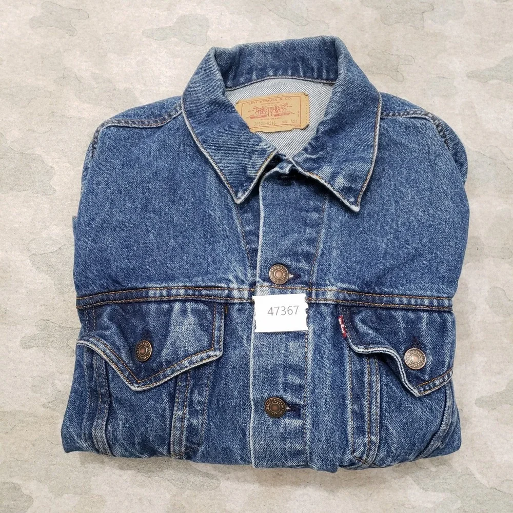 Vintage Levi's Trucker Jacket Mens 42R Blue Type 3 Made In USA Denim